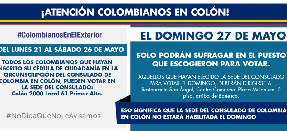 ¡Atención colombianos en Colón, Panamá!